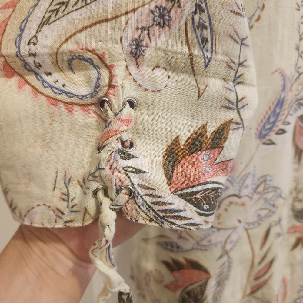 J. Jill 100% Linen Paisley Floral Blouse - Picture 4 of 10